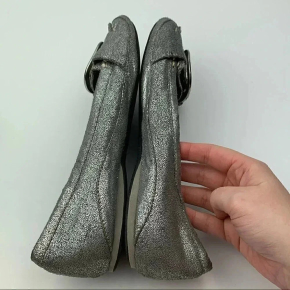 Soda womens flats 7 crackled Silver buckle loafers - Picture 7 of 13
